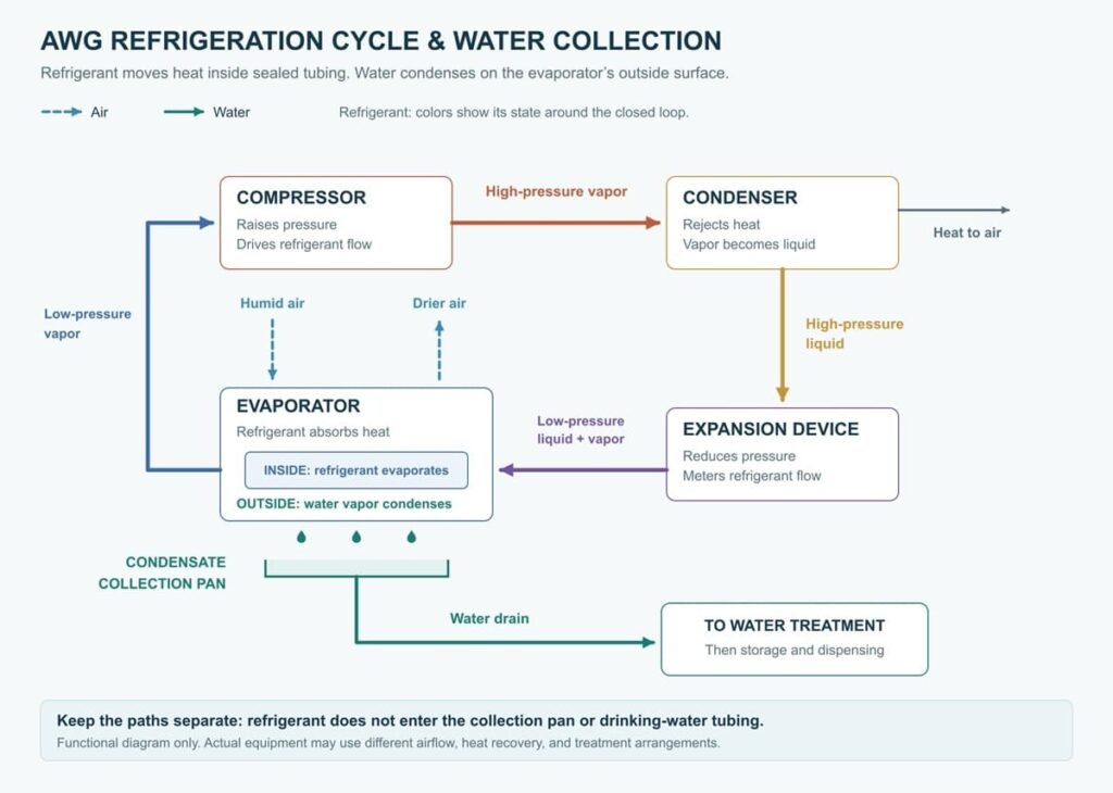 AWG Refrigeration Cycle and Water Collection